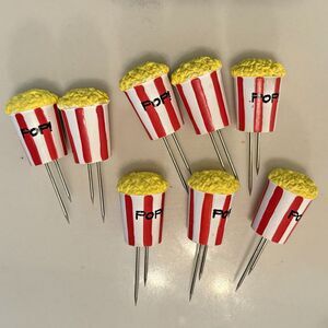Movie Popcorn Bucket Corn on the Cob Holders Skewers Set Of 8‎ Nostalgic